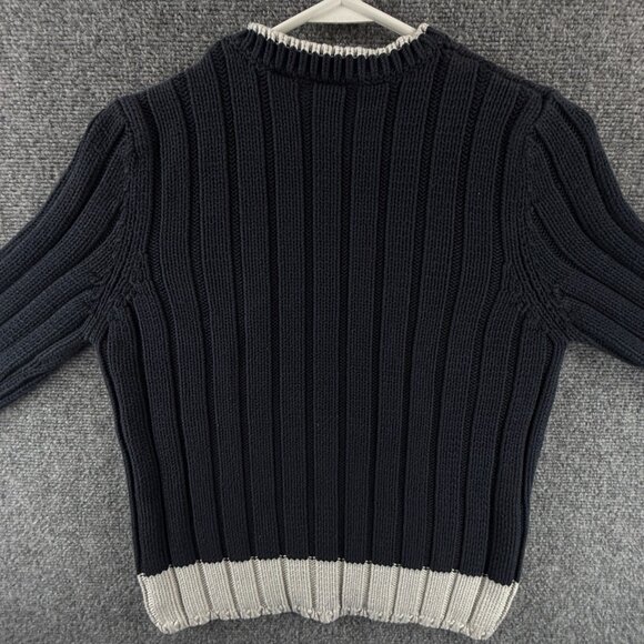 Ralph Lauren Flag Sweater USA Women Red White Blue Large Cotton Knit Ribbed Crew - Picture 12 of 12